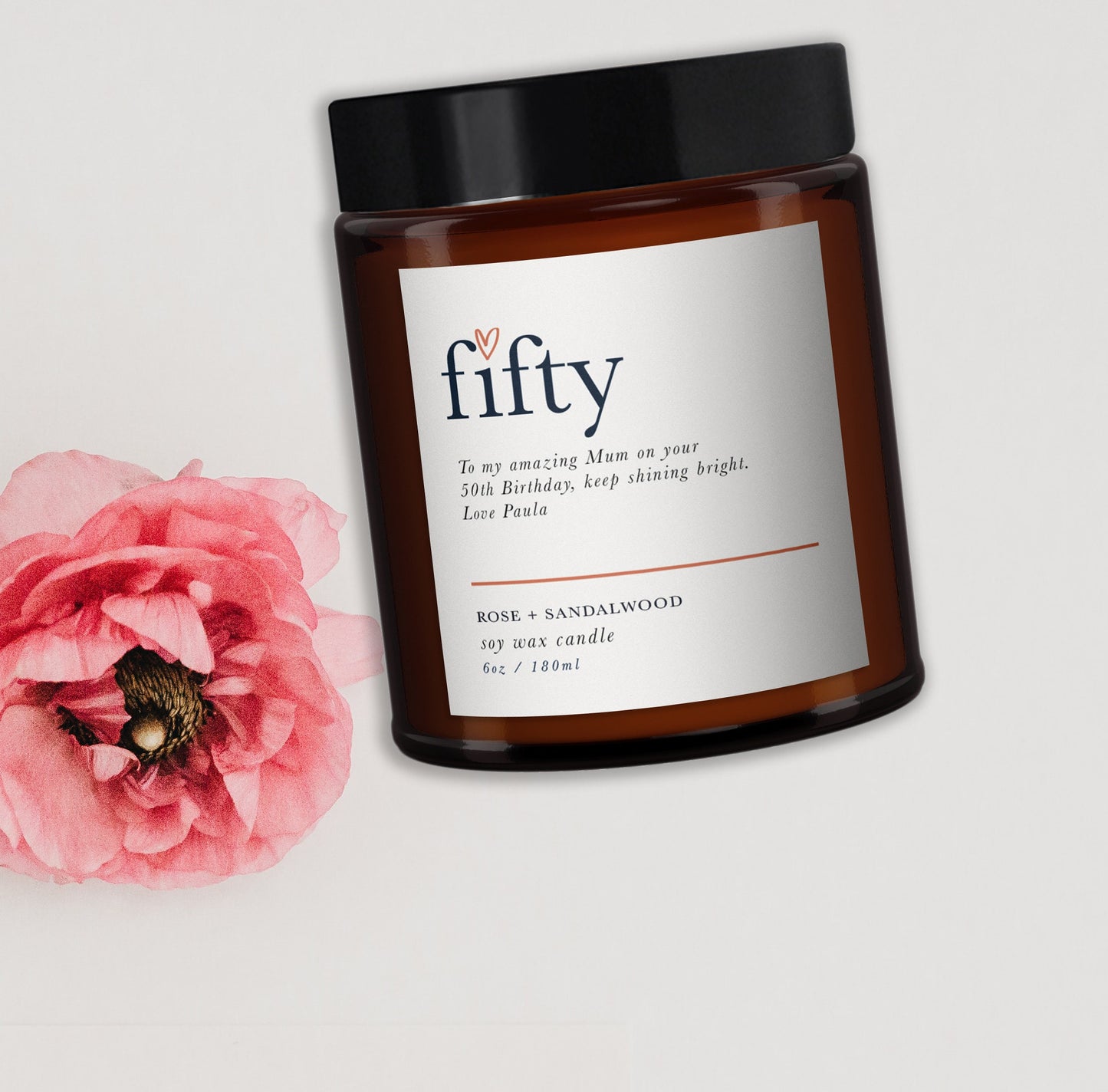 Personalised 50th Birthday Aromatherapy Candle Gift, Birthday Gift for Auntie, Friend, Birthday Gift for Her, All Natural, 50th