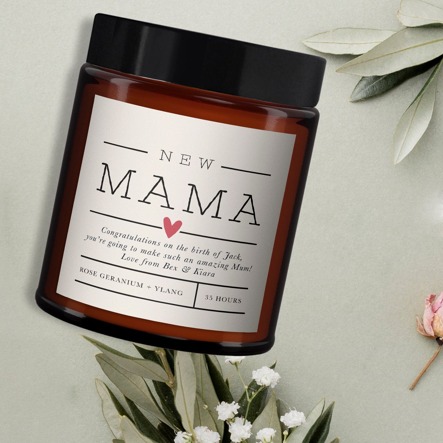 New Mum personalised all natural candle, New Mum Gift, new baby gift, all natural, new mum gift candle, message candle, gift for new mum