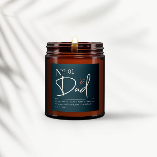 Fathers Day Gift, No 1 Dad, Personalised Candle, Pure essential oil soy wax candle, Man candle, Special Fathers day Present