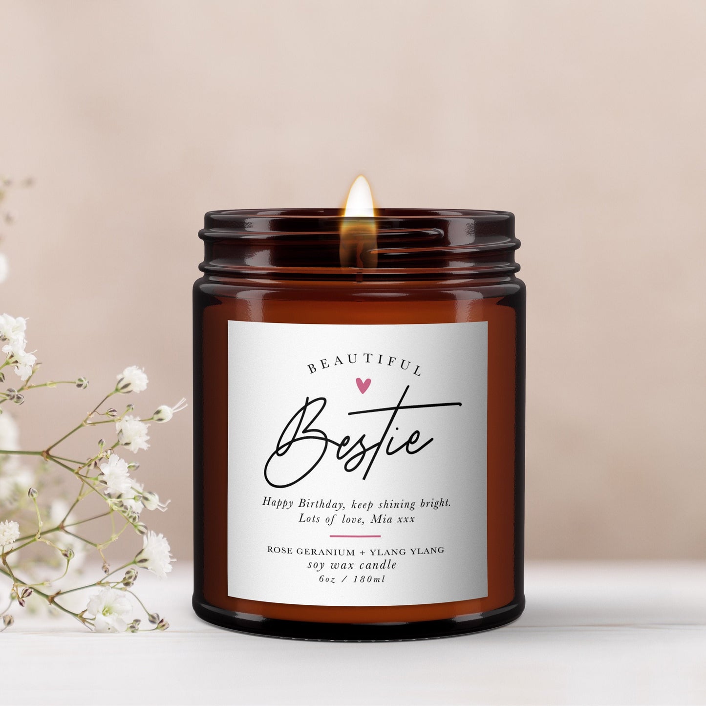 Best Friend Personalised Aromatherapy Candle Gift, Pure Essential Oils, Wellbeing, Birthday Gift for Friend, Birthday Gift for Her, Bestie