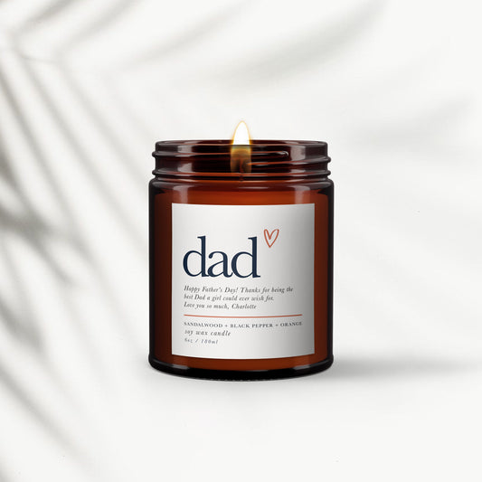 Father's Day Gift, Gift for Dad, Personalised Dad Candle, Pure essential oil soy wax candle, Man candle, Special Fathers day Present