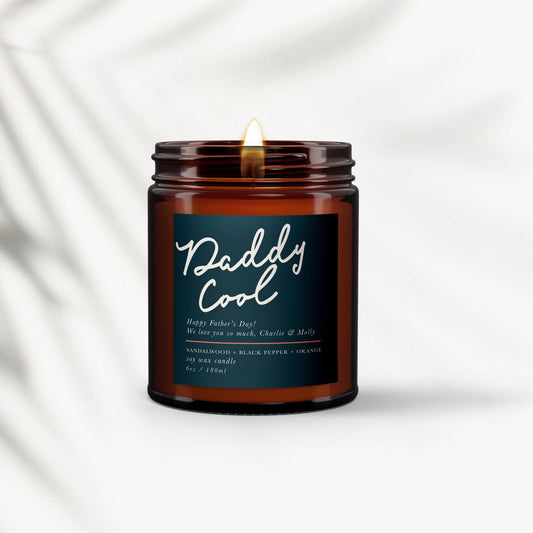 Daddy Cool Fathers Day Gift, Personalised Candle, Pure essential oil soy wax candle, Man candle, Special Fathers day Present