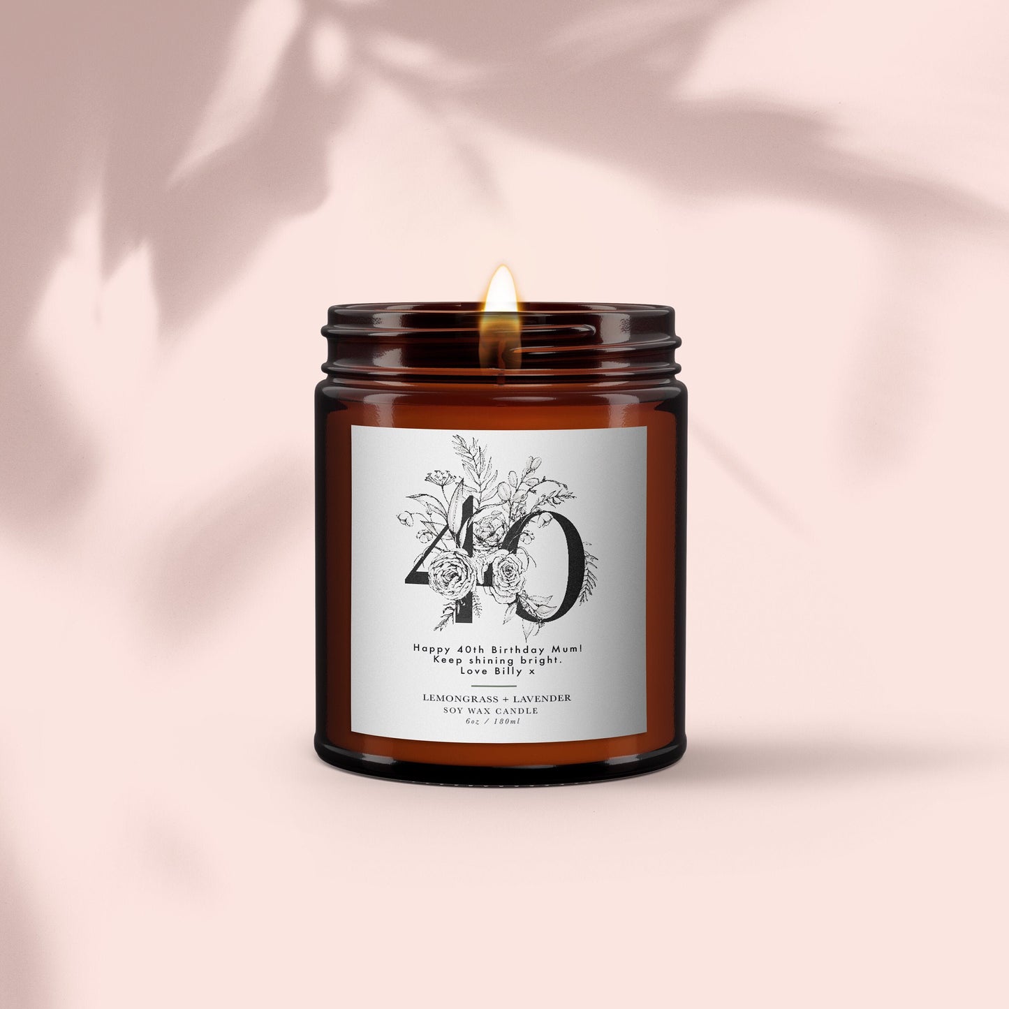 40th Birthday Personalised Botanical Aromatherapy Candle Gift, Wellbeing Gift, Birthday Gift for Friend, Birthday Gift for Her