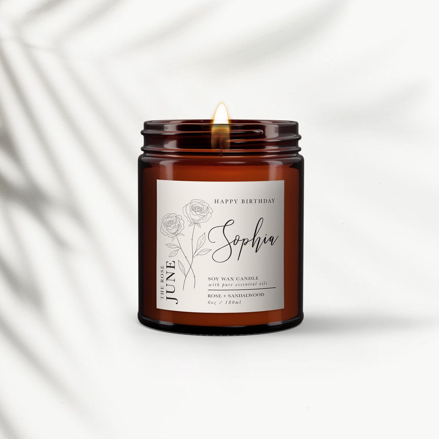 Birth Flower June Personalised Aromatherapy Candle, Birthday Gift for Friend, Gift for her, Pure Essential Oils, Soy Wax, Unique Gift