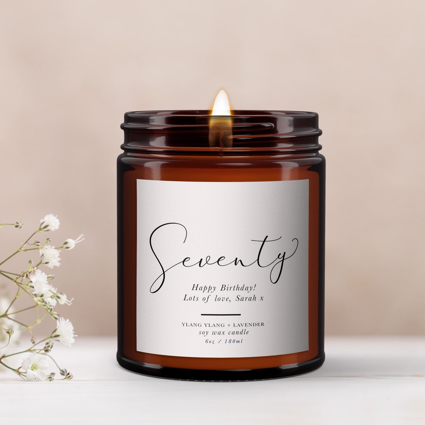70th Birthday Personalised Aromatherapy Candle Gift, Birthday Gift for Friend, Seventy, Special Gift, Birthday Gift for Her, Essential Oils