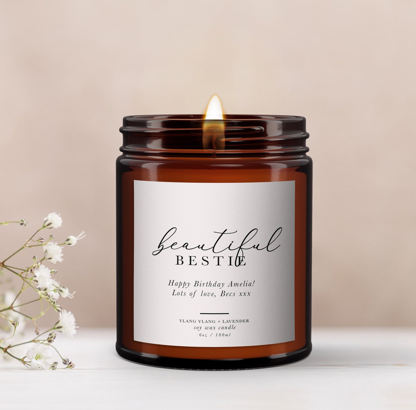 Personalised Scented Candle, Birthday Gift for Friend, Birthday Gift for Her, Aromatherapy Candle Gift, All Natural, Essential Oil Candle