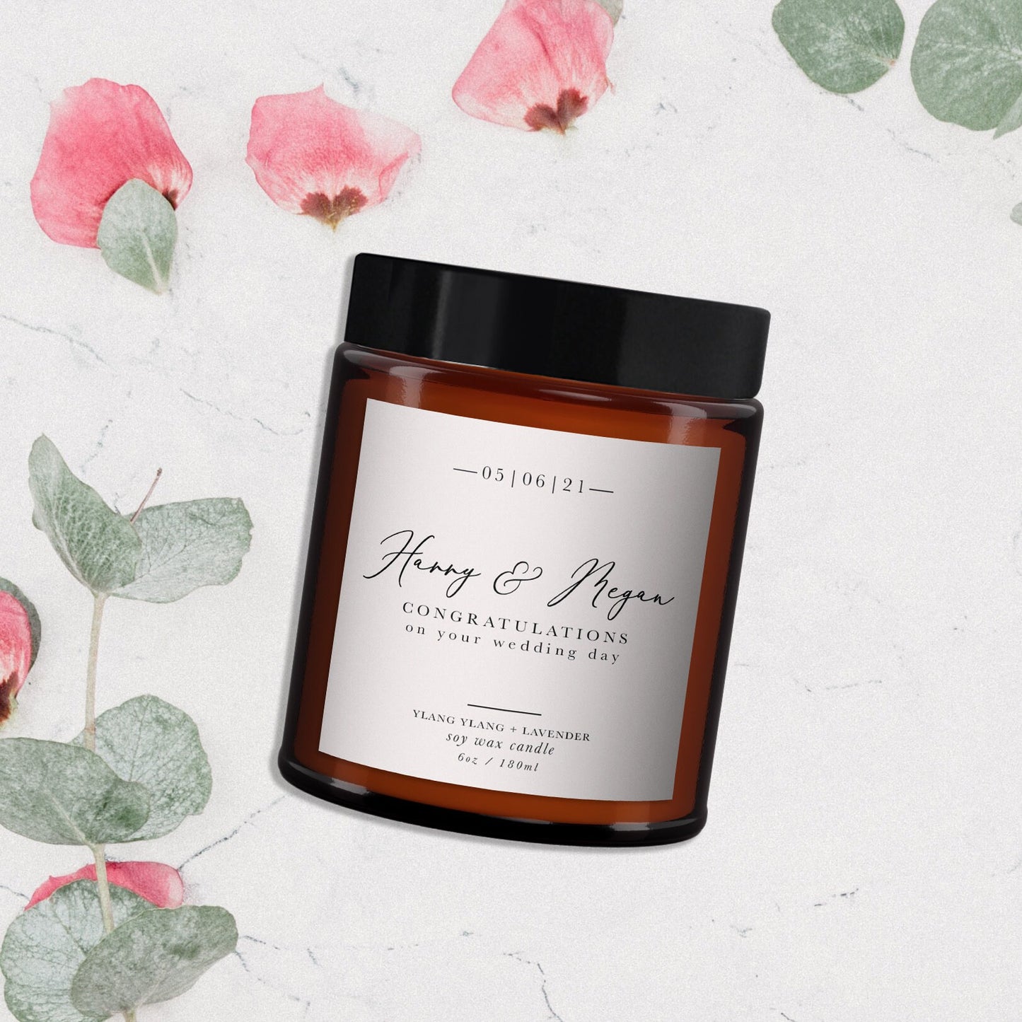 Wedding Gift Personalised Candle, Pure Essential Oil Soy Wax Candle, Wedding day gift, Wedding present, Congratulations