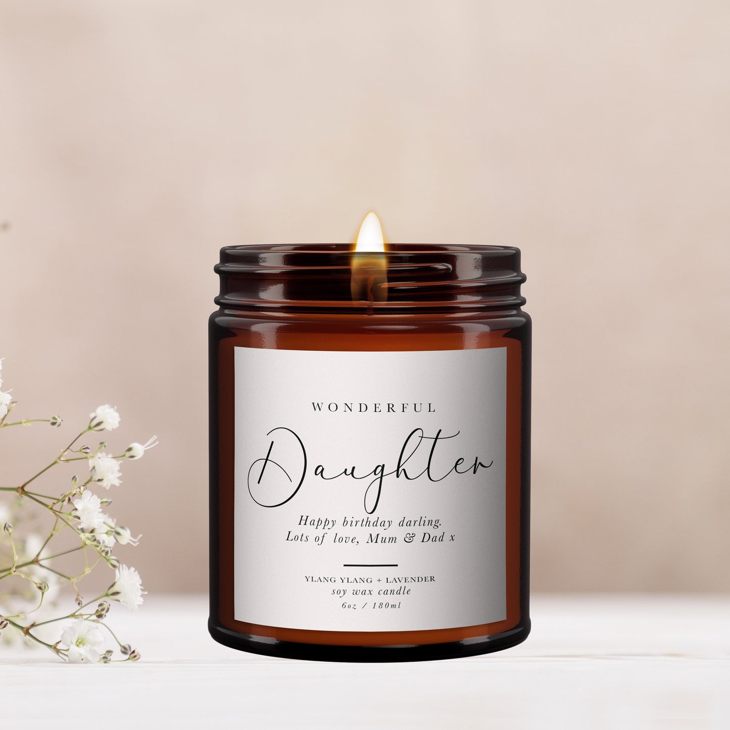 Personalised Daughter Aromatherapy Candle, Pure essential oils, Soy wax, All Natural, Keepsake Gift, Gift for Her, Gift for Daughter