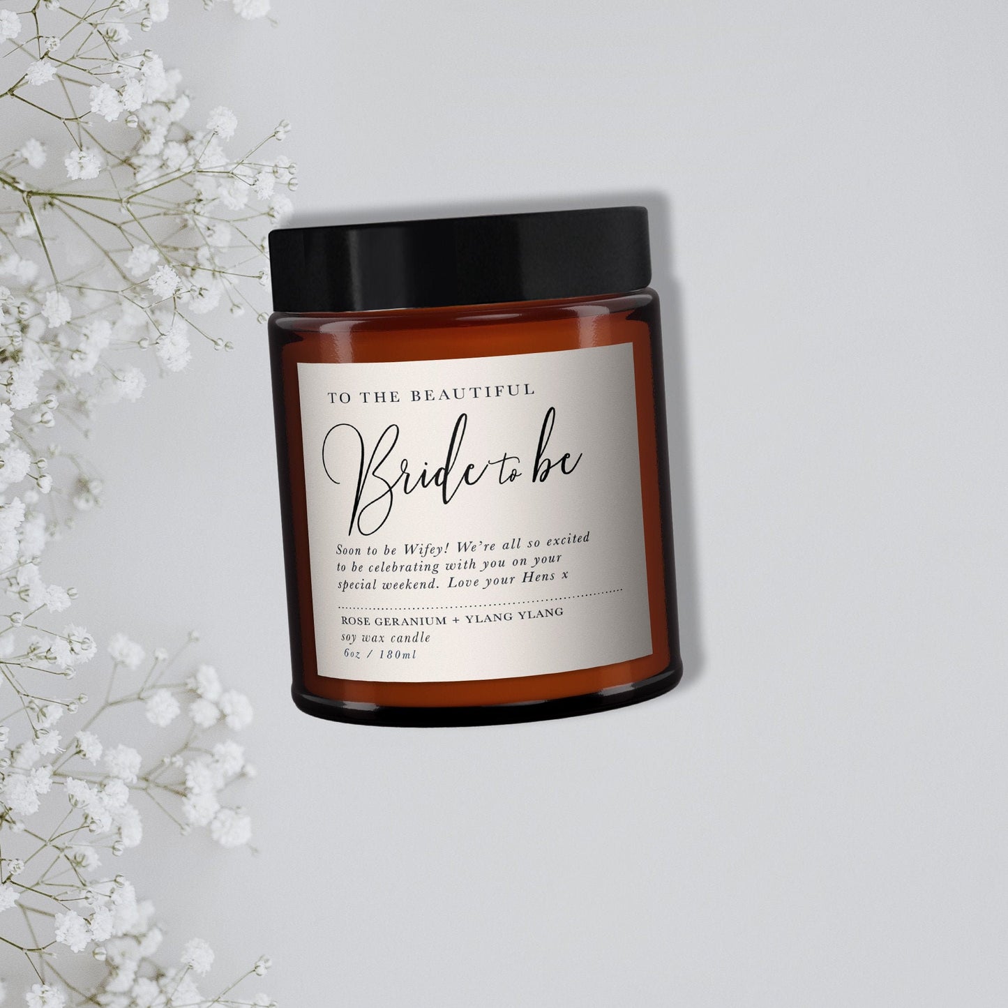 Bride to be Personalised Candle Gift, Gift for Bride to be, Beautiful Bride, Hen party gift, Bridal Shower Gift, Pure Essential Oil Candle,