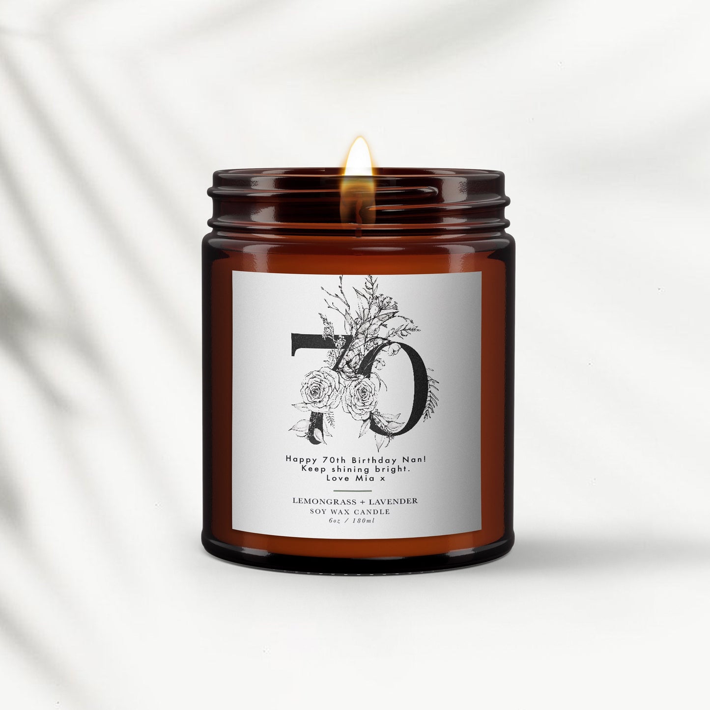 70th Birthday Personalised Aromatherapy Candle Gift, Pure Essential Oils, Wellbeing Gift, Birthday Gift for Friend, Birthday Gift for Her