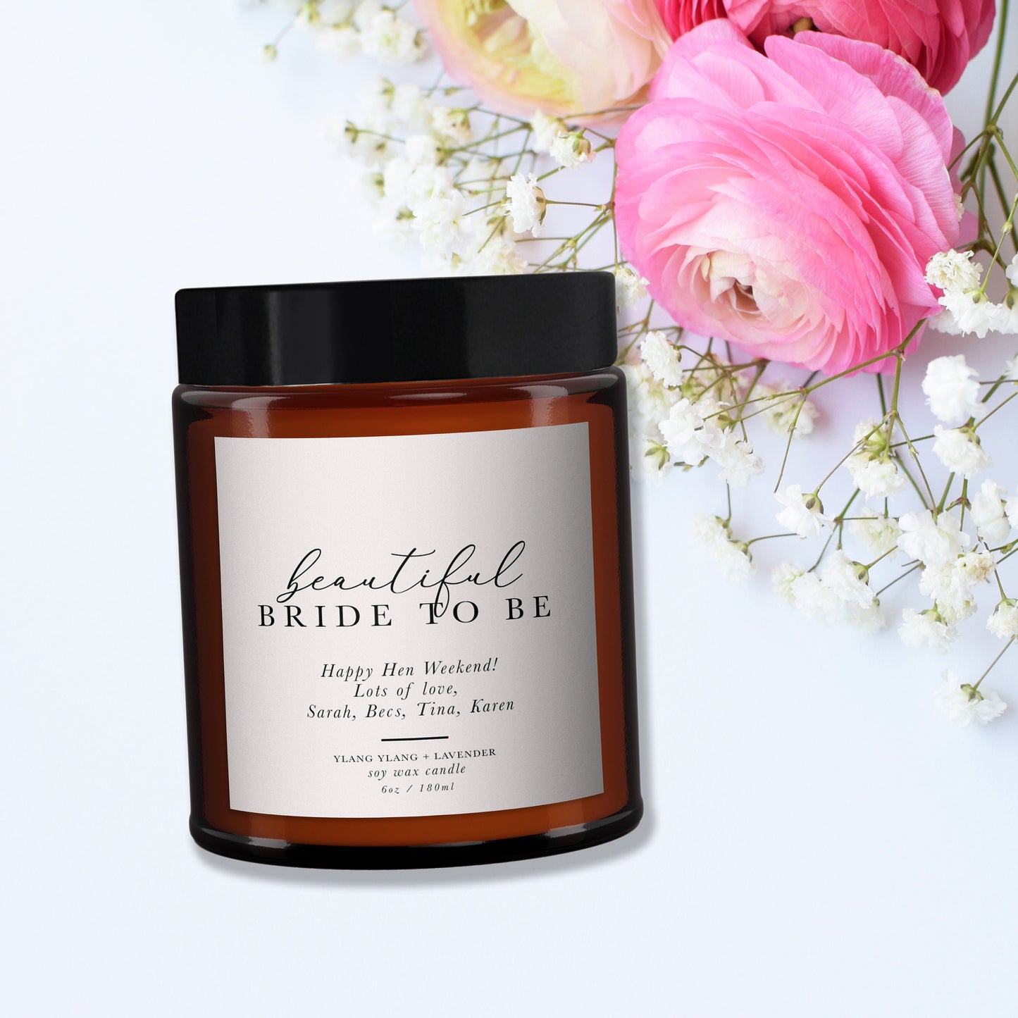 Bride to be Personalised Candle Gift, Gift for Bride to be, Beautiful Bride, Hen party gift, Bridal Shower Gift, Pure Essential Oil Candle,
