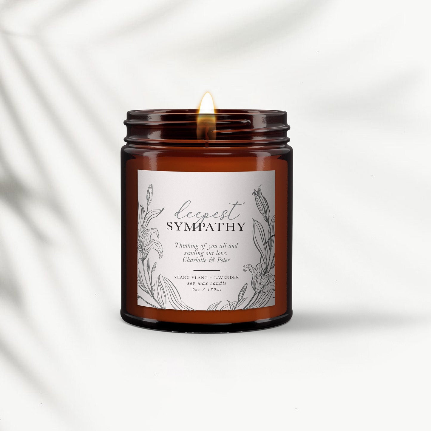 Deepest Sympathy Gift, personalised candle, pure essential oil soy wax candle, message candle, in memory of