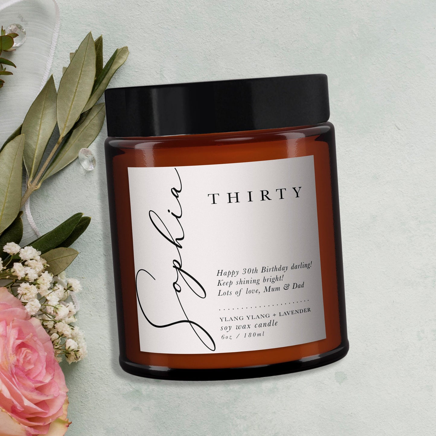 Any Year Birthday Personalised Aromatherapy Candle Gift, 18th, 25th, 30th, 40th, 50th, 60th, Birthday Gift for Friend, Birthday Gift for Her