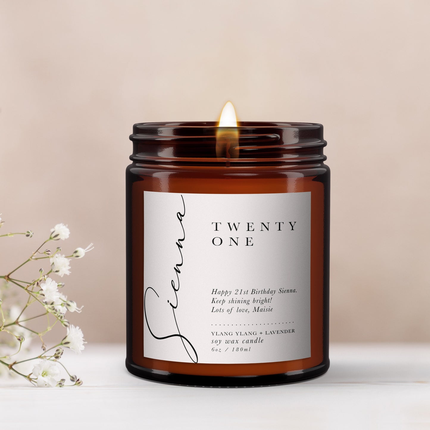 21st Birthday Personalised Aromatherapy Candle Gift, 25th, 30th, 50th, 60th, Birthday Gift for Friend, Birthday Gift for Her, Essential Oils
