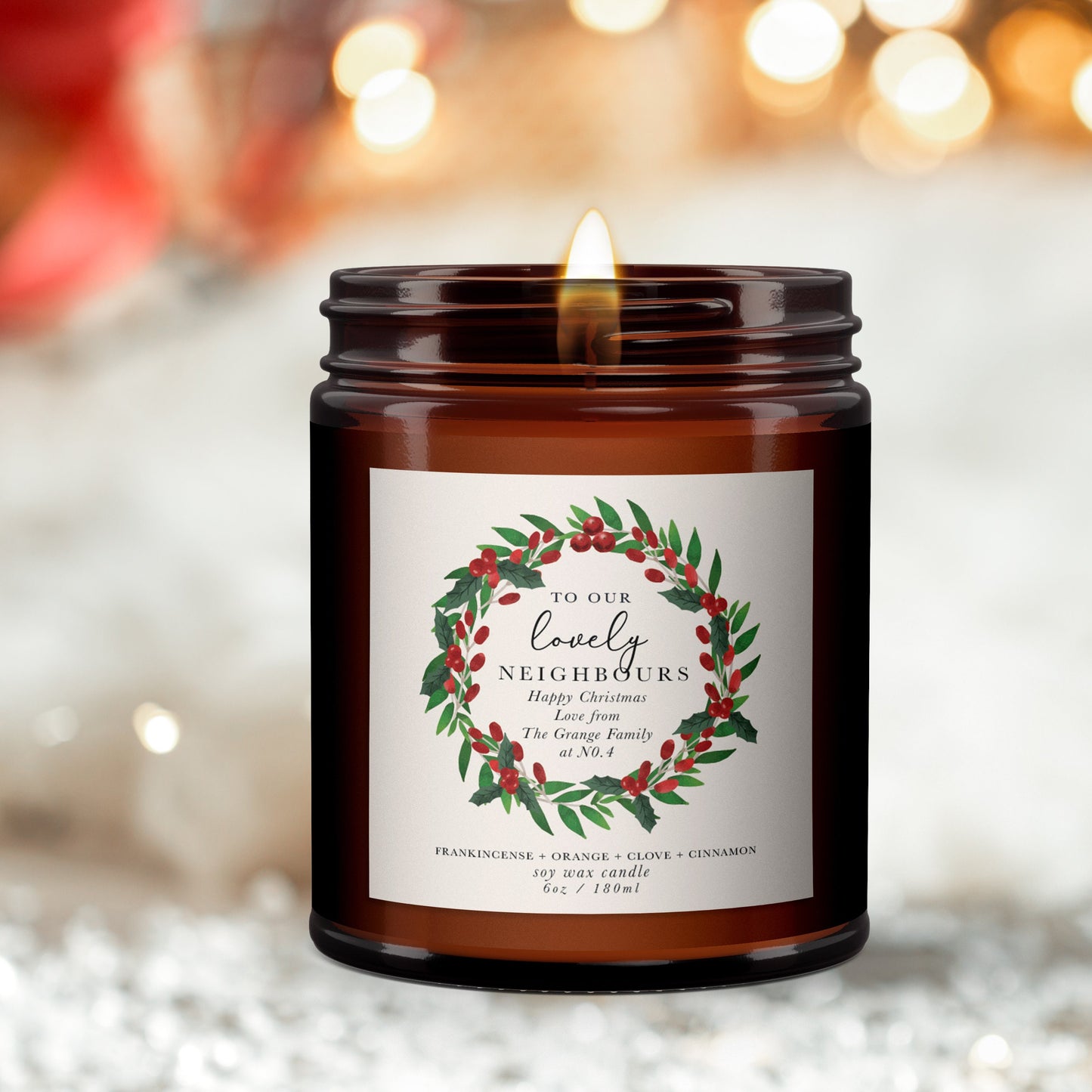 Lovely Neighbours Personalised Christmas Candle Gift,Aromatherapy Candle,Christmas Present for neighbours,Christmas candle gift