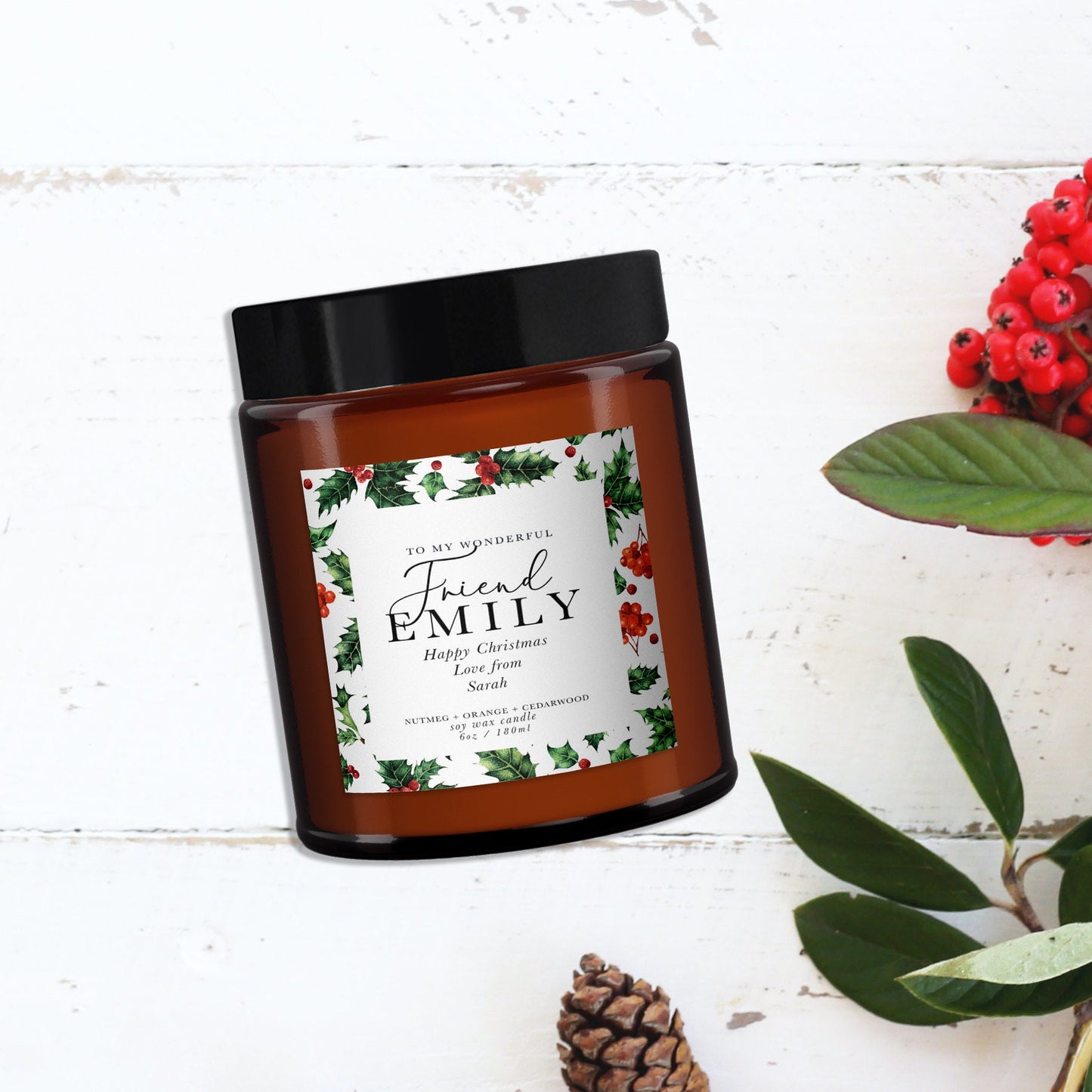 Wonderful Friend Personalised Christmas Candle Gift, Personalised Aromatherapy Candle, Christmas Present for friend, Christmas candle gift