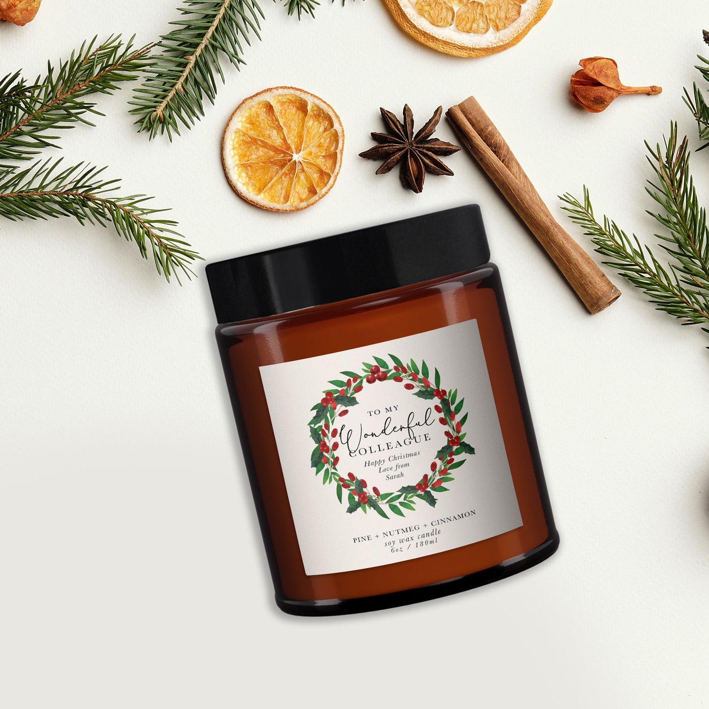 Wonderful Colleague Personalised Christmas Candle Gift,Aromatherapy Candle,Christmas Present for colleague,Christmas candle gift