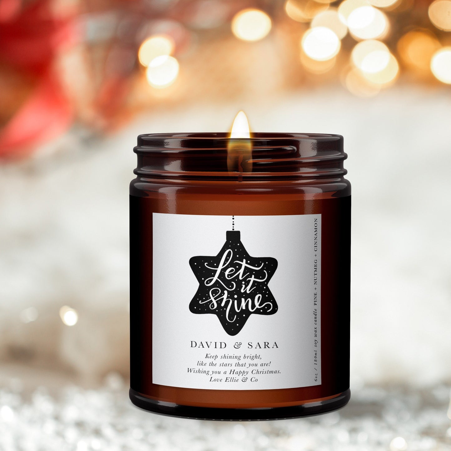 Let It Shine Personalised Christmas Candle Gift,Aromatherapy Candle,Christmas Present for friend,Gift for couple,Christmas candle gift