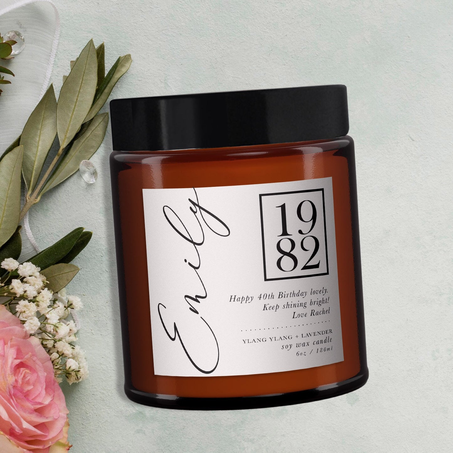 Any Year Birthday Personalised Aromatherapy Candle Gift, 18th, 25th, 30th, 40th, 50th, 60th, Birthday Gift for Friend, Birthday Gift for Her