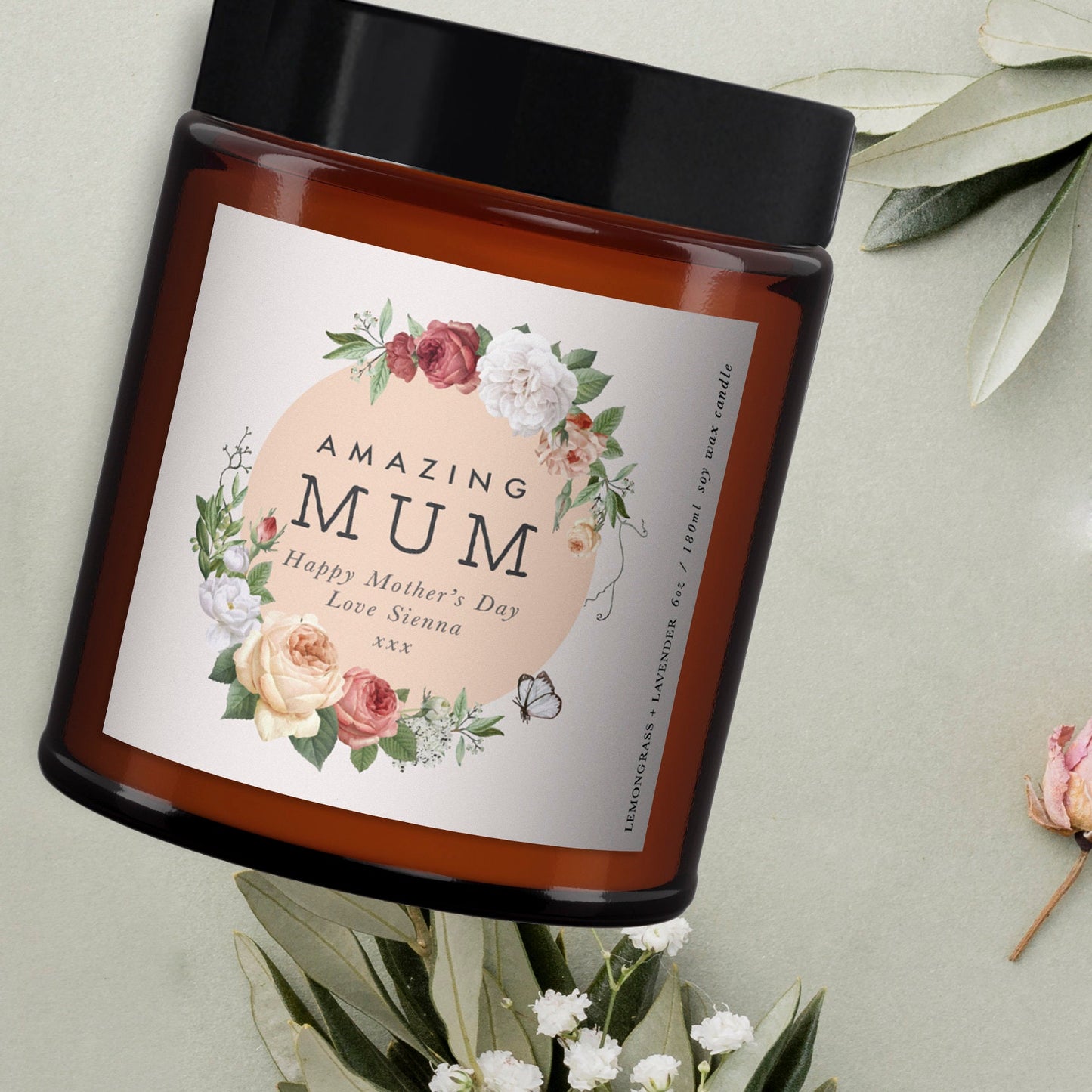 Amazing Mum Personalised Aromatherapy Candle Gift,Gift for Mum,Mother's Day present,Mum Birthday Gift,Pure essential oil soy wax candle