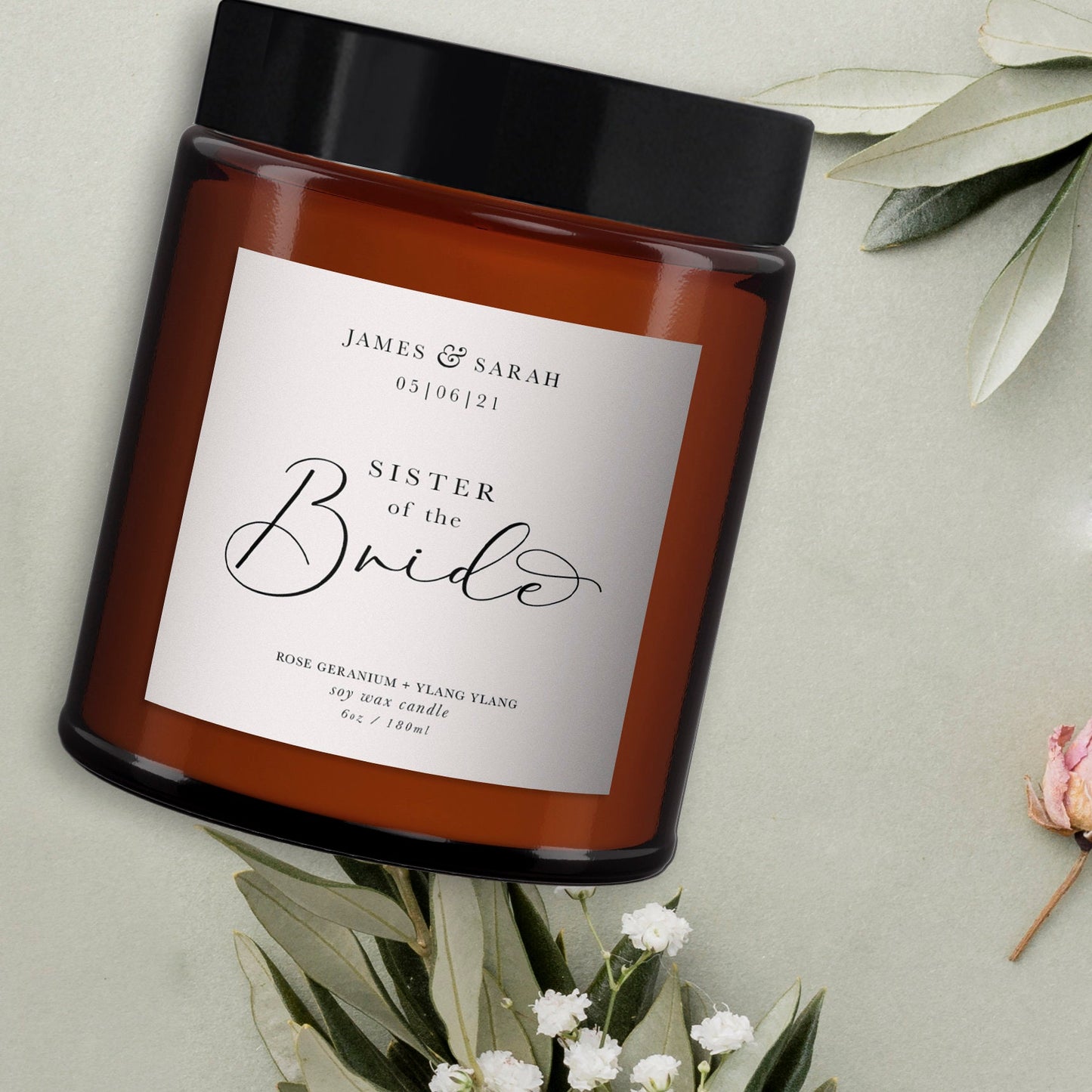 Sister of the Bride Personalised Candle Gift, Pure Essential Oil Candle, Sister of the Bride Gift, Gift for Sister of the Bride