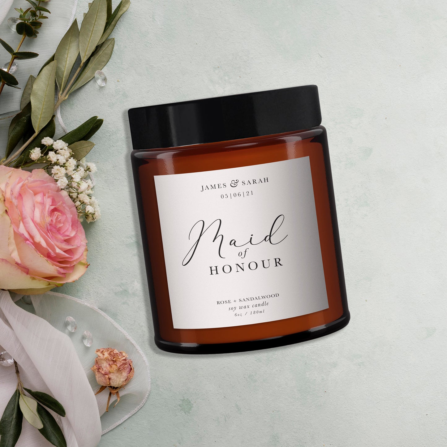 Maid of Honour Personalised Candle, Pure Essential Oil Candle, Maid of Honour Gift, Bridesmaid Gift, Gift for Maid of Honour