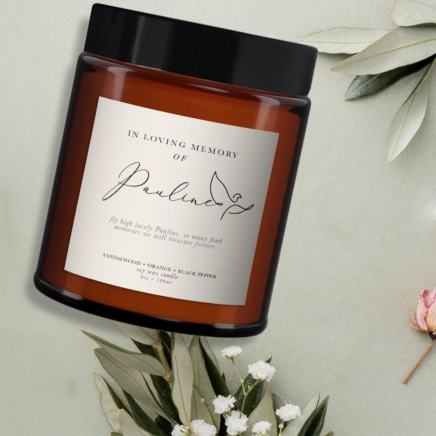 In Loving Memory Personalised Candle, Remembrance candle, Sympathy, Bereavement, Condolences, Pure essential oil, Husband,Wife,Sister,friend