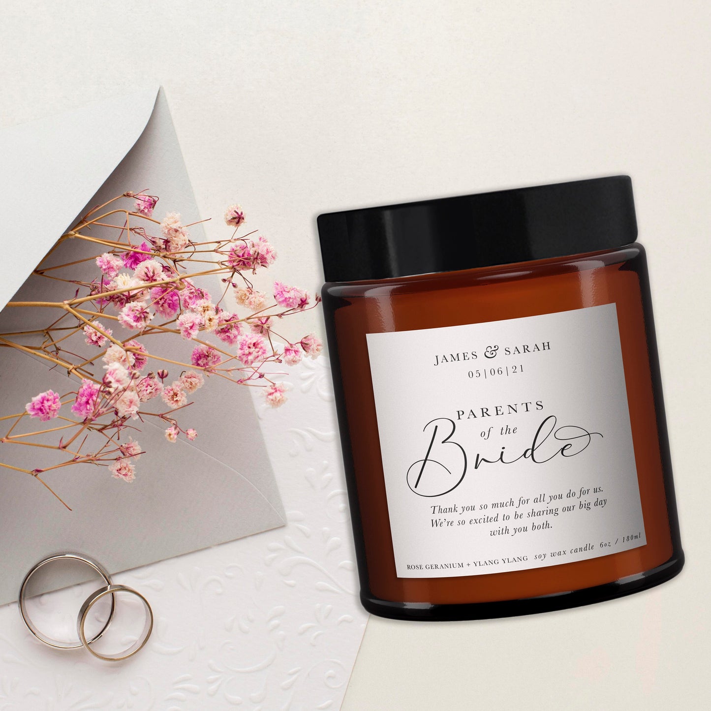 Parents of the Bride Personalised Candle Gift, Pure Essential Oil Candle, Parents of the Bride Gift, Gift for Parents of the Bride