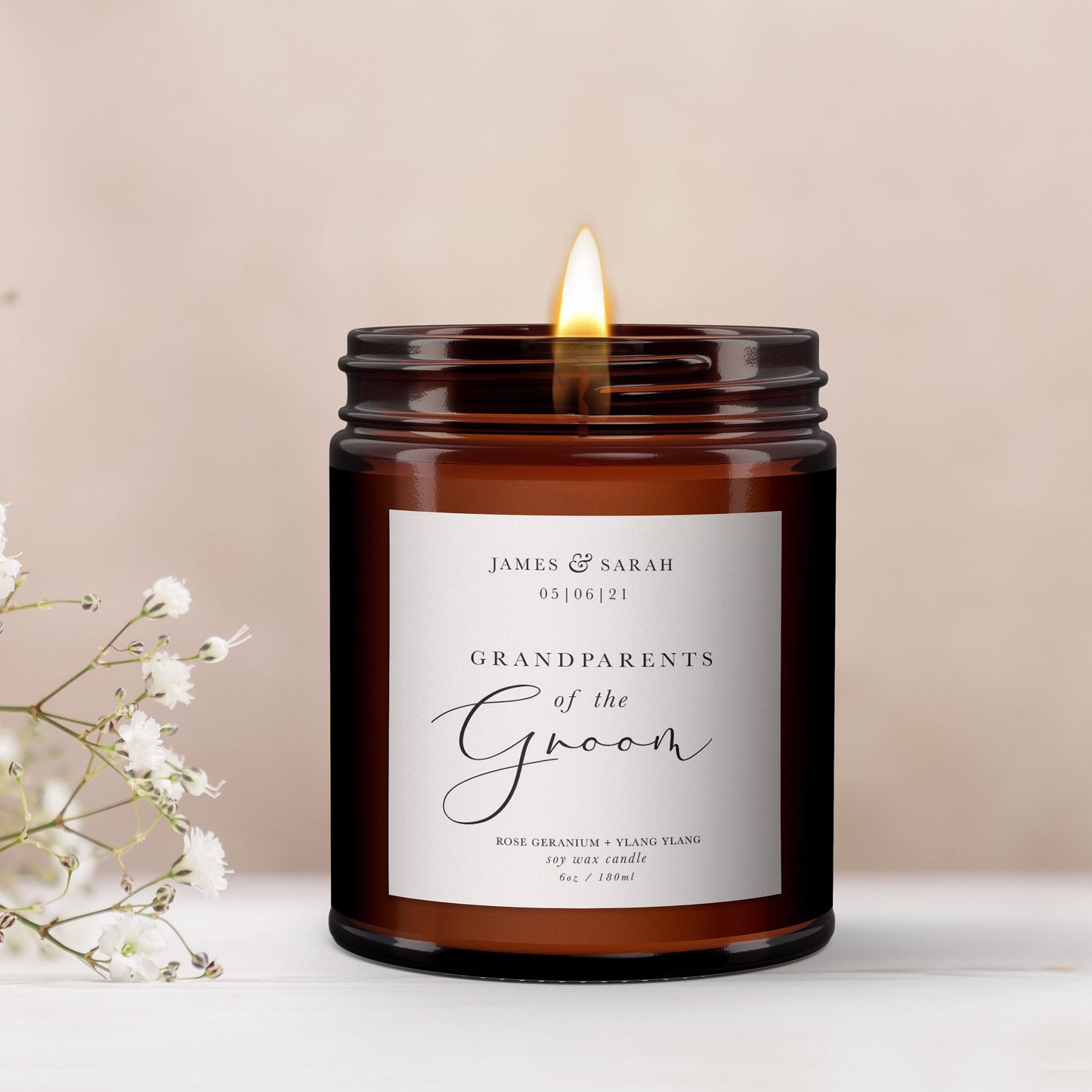 Grandparents of the Groom Personalised Candle Gift, Pure Essential Oil Candle, Grandparents of the Groom Gift, Wedding Gift for Grandparents