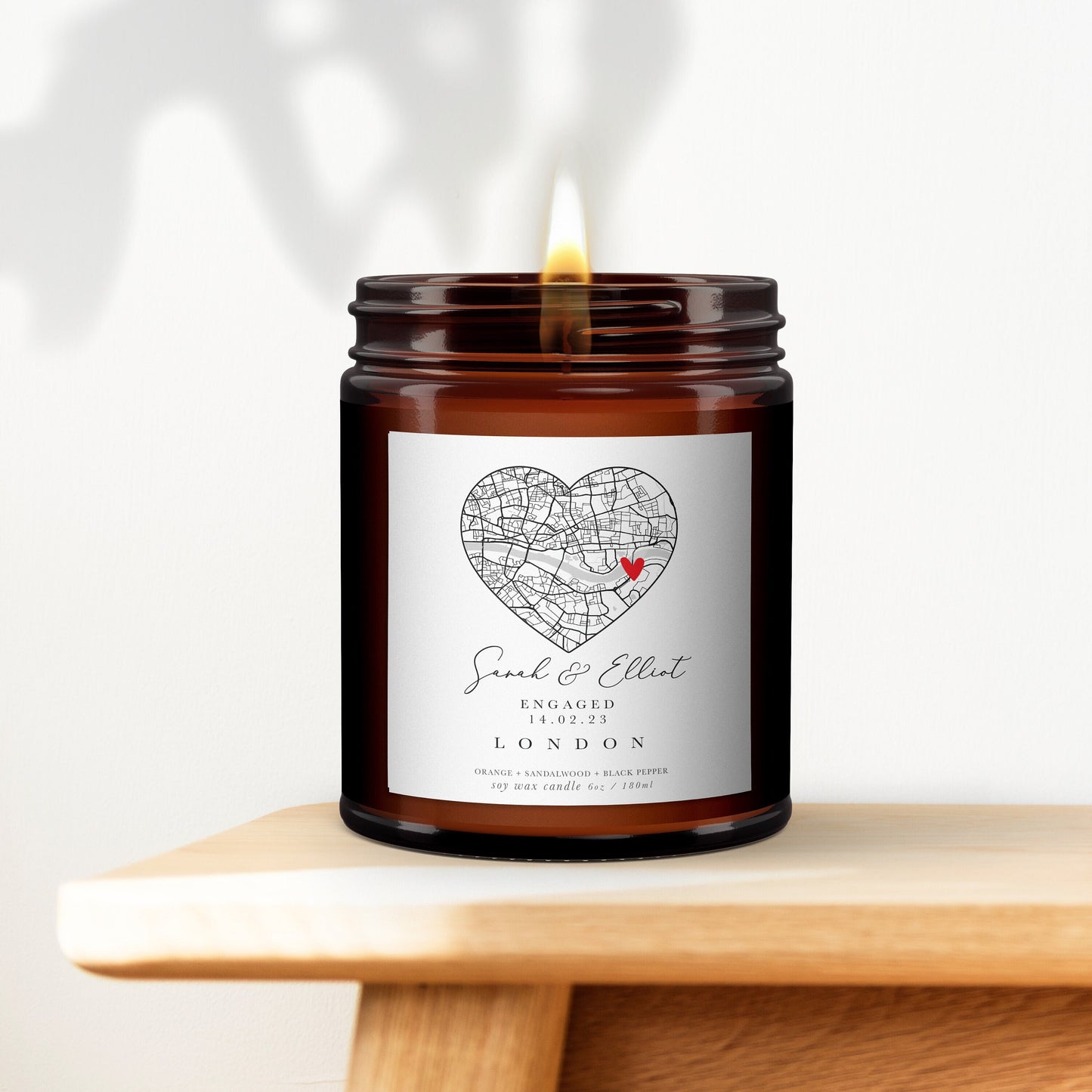 Engagement Any Map Candle Gift, Personalised engagement gift, Engagement present,Gift for engaged couple, Essential oil and soy wax candle