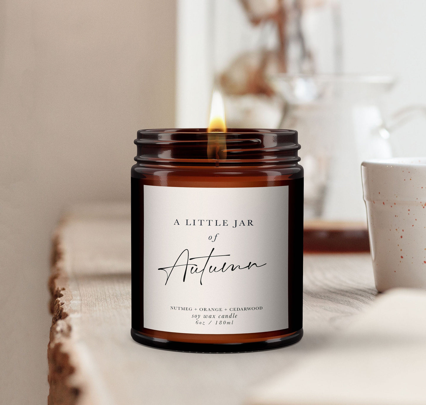 Little Jar of Autumn Aromatherapy Candle, Pure Essential Oil Candle - Minimal Decor, Mood Boosting, Well-being, Autumn, Soy Wax
