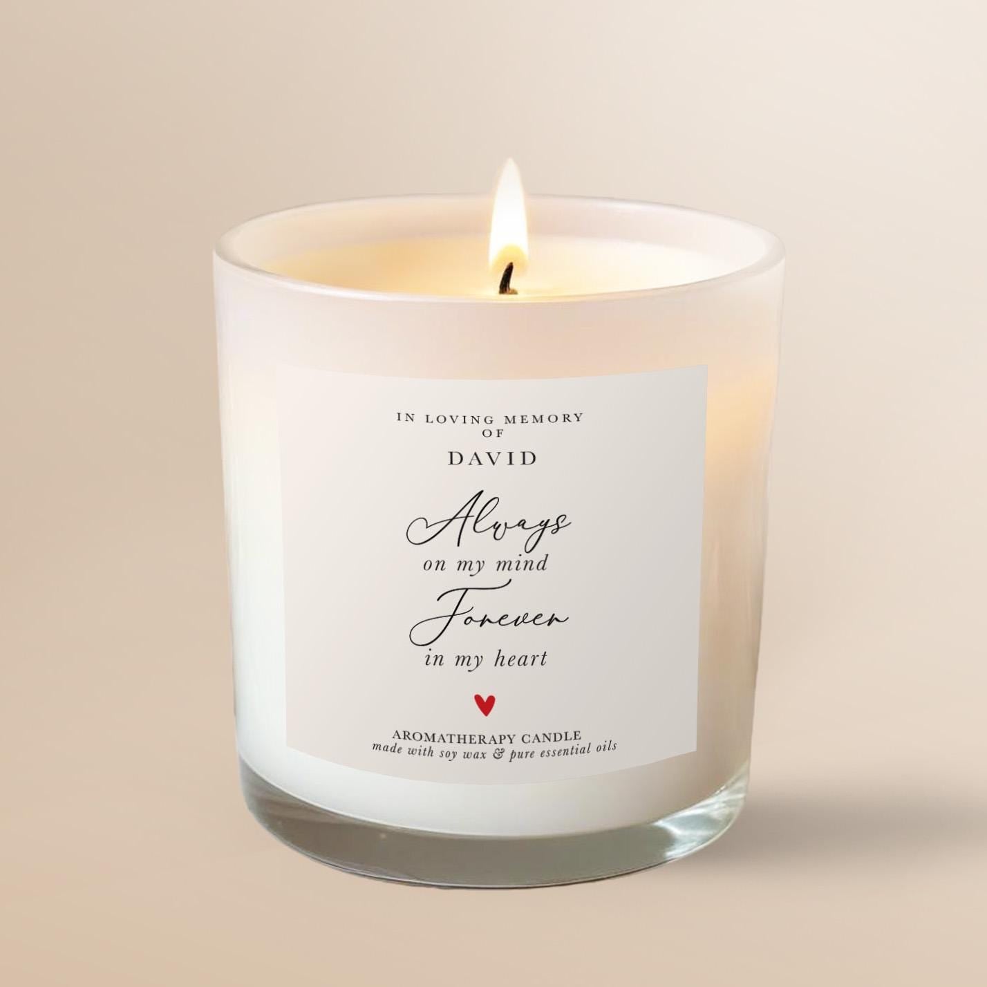 In loving memory personalised candle gift, Remembrance candle, Sympathy, Bereavement gift, Sorry for your loss, Husband, Wife, Partner, Mum, Dad