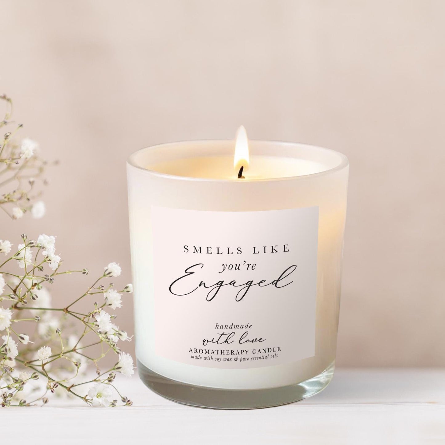 Engagement Candle Gift for Couple, Smells like, All Natural Non Toxic, Personalised Keepsake, Engagement present, Pure Essential oil Soy wax
