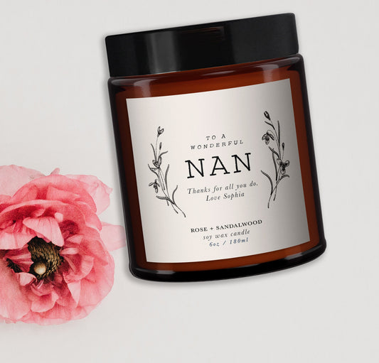 Gift for Nan, Amazing Nan, Personalised Candle, Pure essential oil soy wax candle, message candle, amazing nan gift,gift for nan