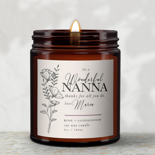 Wonderful Nan, Gift for Nan, Personalised Candle, Pure essential oil soy wax candle, message candle, amazing nan gift,gift for nan