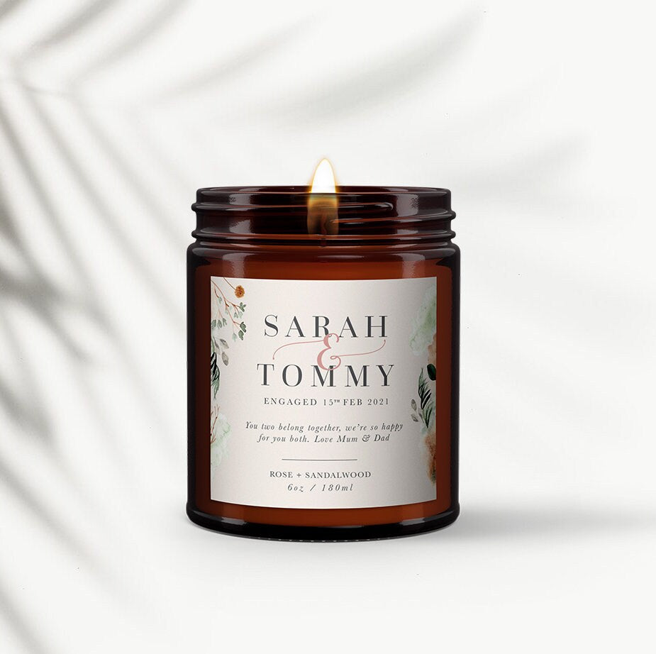 Engagement Gift, Personalised Engagement Candle Gift for Couples, Engagement Gifts, Friend Engagement Gift, 100% Natural Aromatherapy Candle