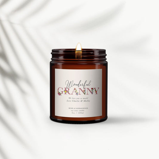 Personalised Granny Aromatherapy Candle,Granny Birthday,Gift for Granny,Personalised Candle,Pure essential oil soy wax,message candle