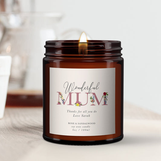 Personalised Candle for Mum, Pure essential oil soy wax candle, message candle, amazing mum gift,gift for mum
