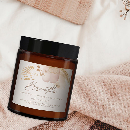 Lavender,Lemongrass,Eucalyptus,Luxury Pure Essential Oil Soy Wax Candle,immune boosting,pure essential oil candle,soy wax candle,non toxic