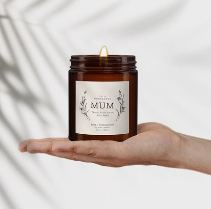 Personalised Candle, Gift for Mum, Mum Birthday Gift, Pure essential oil soy wax candle, message candle, amazing mum gift,gift for mum