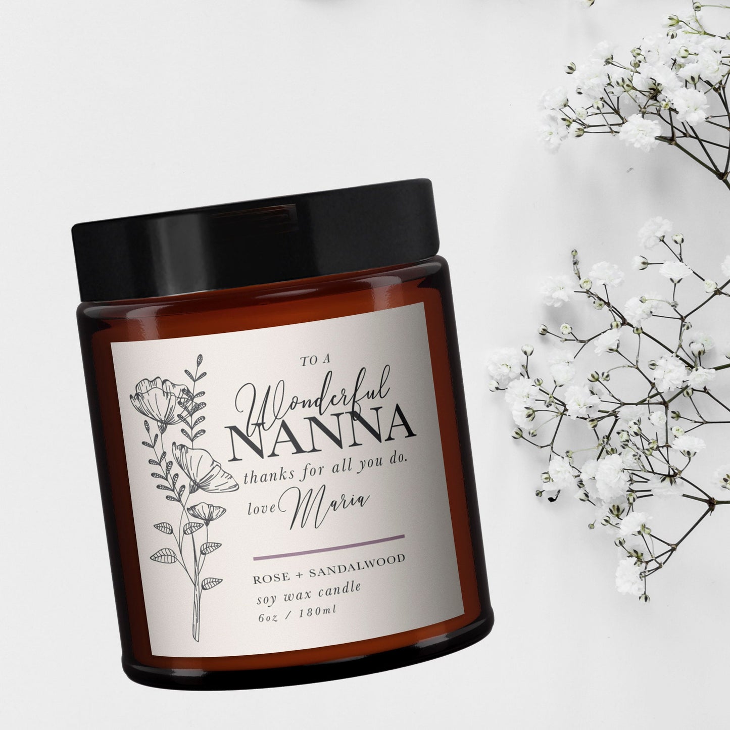 Wonderful Nan, Gift for Nan, Personalised Candle, Pure essential oil soy wax candle, message candle, amazing nan gift,gift for nan