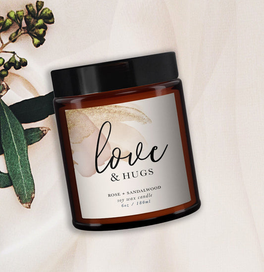 Thoughtful Gift,Love and Hugs,Personalised Candle,Thinking of you,Pure essential oil soywax candle, message candle, hug in post, send love