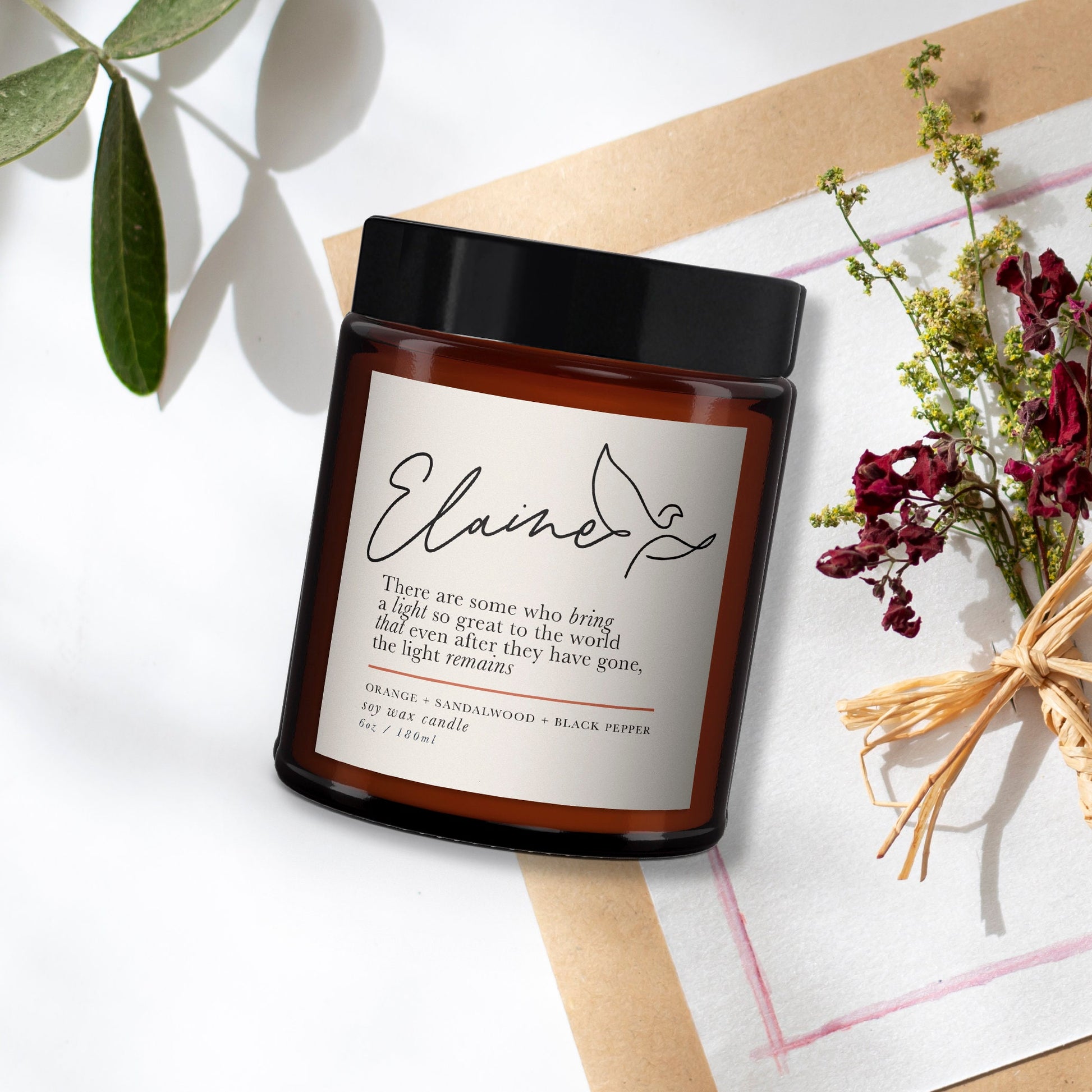 Sympathy Bereavement gift, Condolences gift, personalised candle, pure essential oil soy wax candle, message candle, in memory of