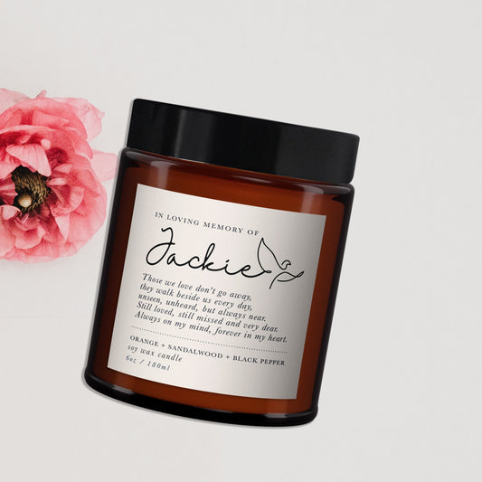 Sympathy gift, Bereavement candle, Condolences gift, personalised candle, pure essential oil soy wax candle, message candle, in memory of