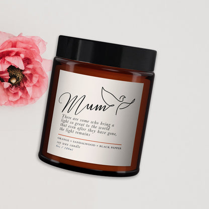 Mum Remembrance Candle, Sympathy, Bereavement, Condolences, Pure essential oil soy wax candle, Message candle, In memory of dad