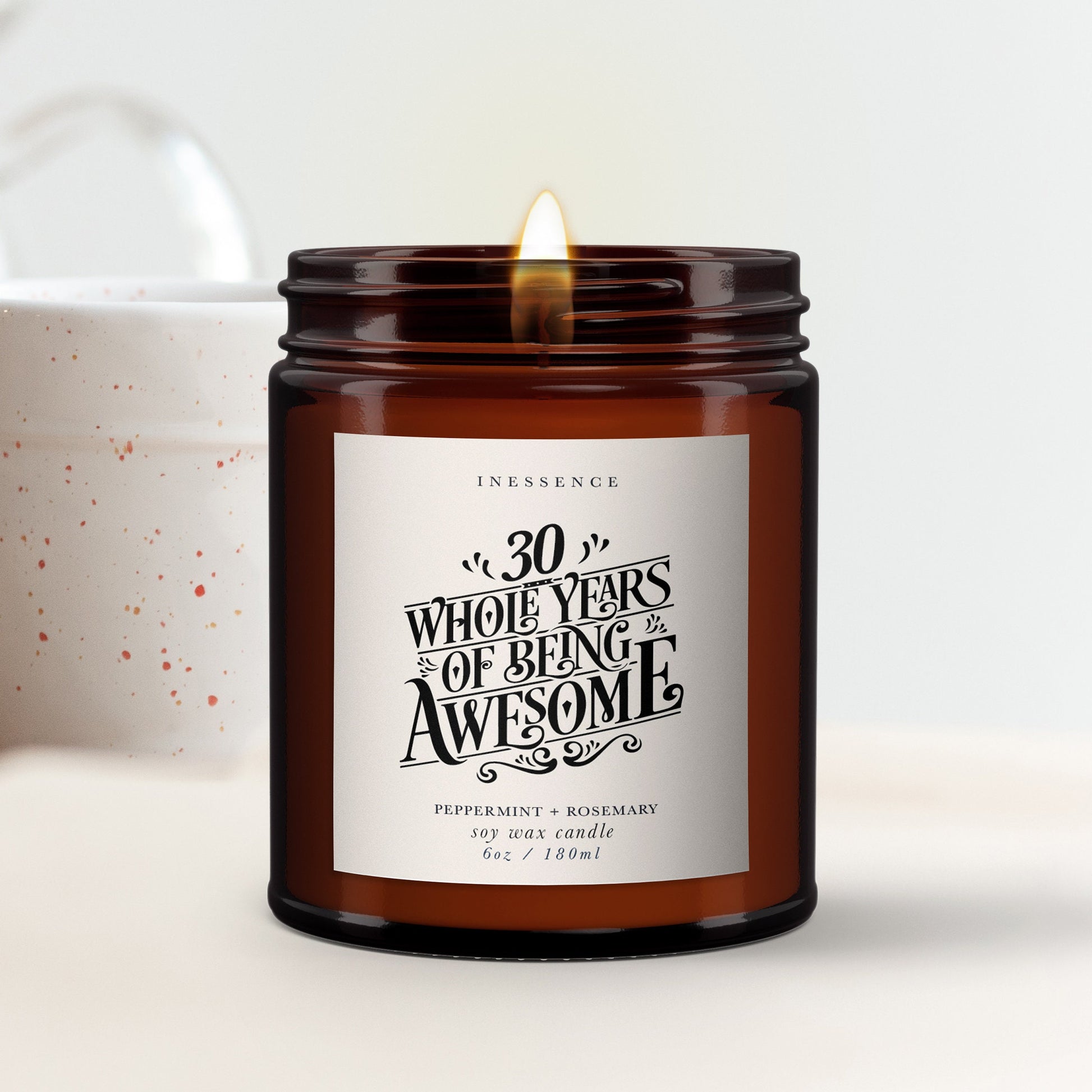 30th Personalised Aromatherapy Candle, Essential oils, Soy wax, Birthday Gift for Friend, Birthday Gift for Her, All Natural, Vintage Gift
