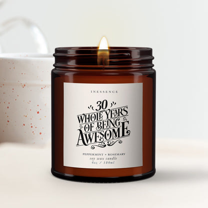 30th Personalised Aromatherapy Candle, Essential oils, Soy wax, Birthday Gift for Friend, Birthday Gift for Her, All Natural, Vintage Gift