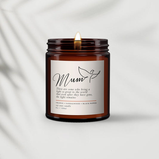 Mum Remembrance Candle, Sympathy, Bereavement, Condolences, Pure essential oil soy wax candle, Message candle, In memory of dad