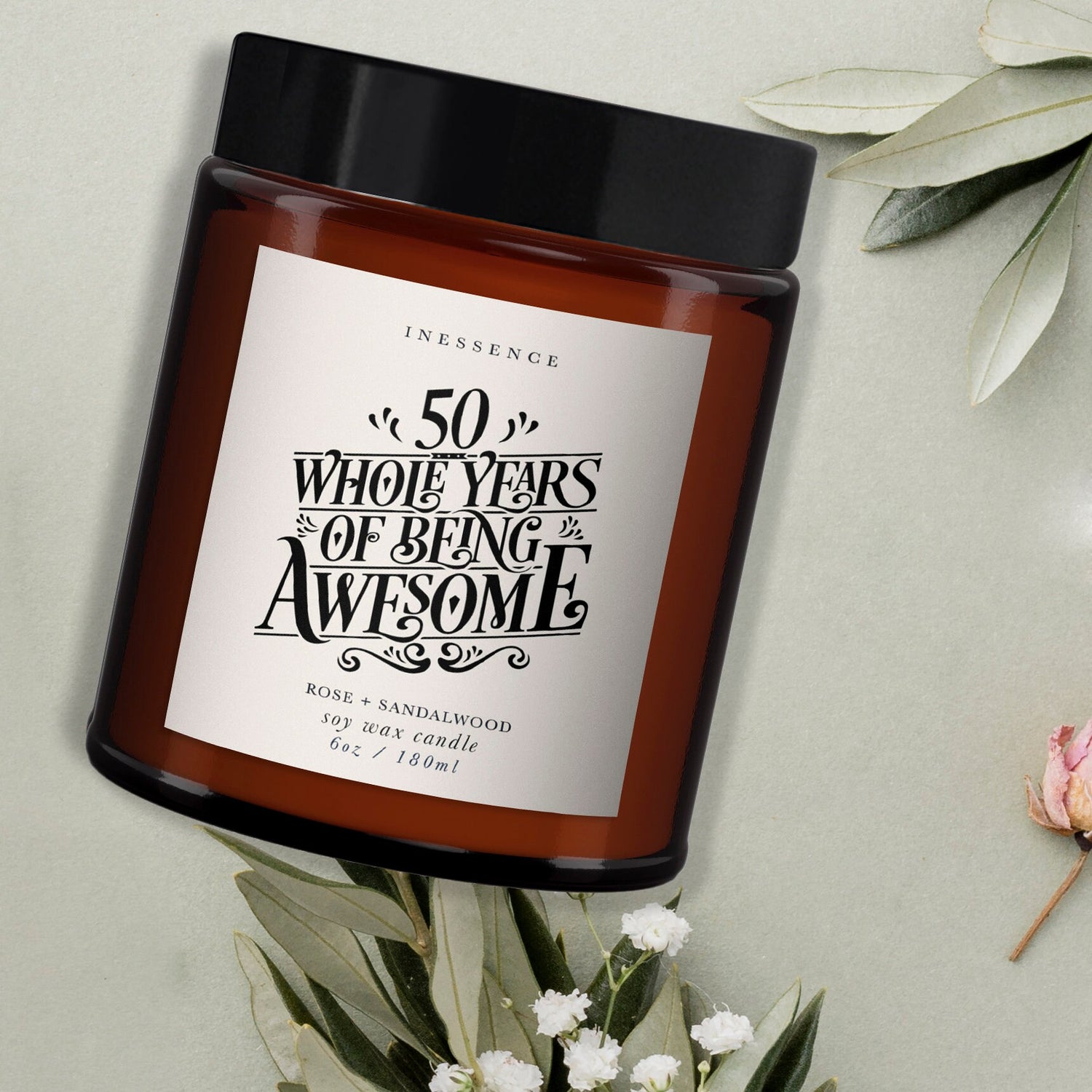 Personalised 50th Birthday Aromatherapy Candle, 30th Birthday gift, Candle, Daughter, Gift for Friend, Birthday Gift for Her