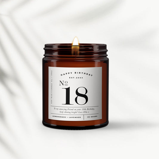 18th Birthday Personalised Aromatherapy Candle Gift, Soy Wax, Essential Oils, Wellbeing, Birthday Gift for Friend, Birthday Gift for Her